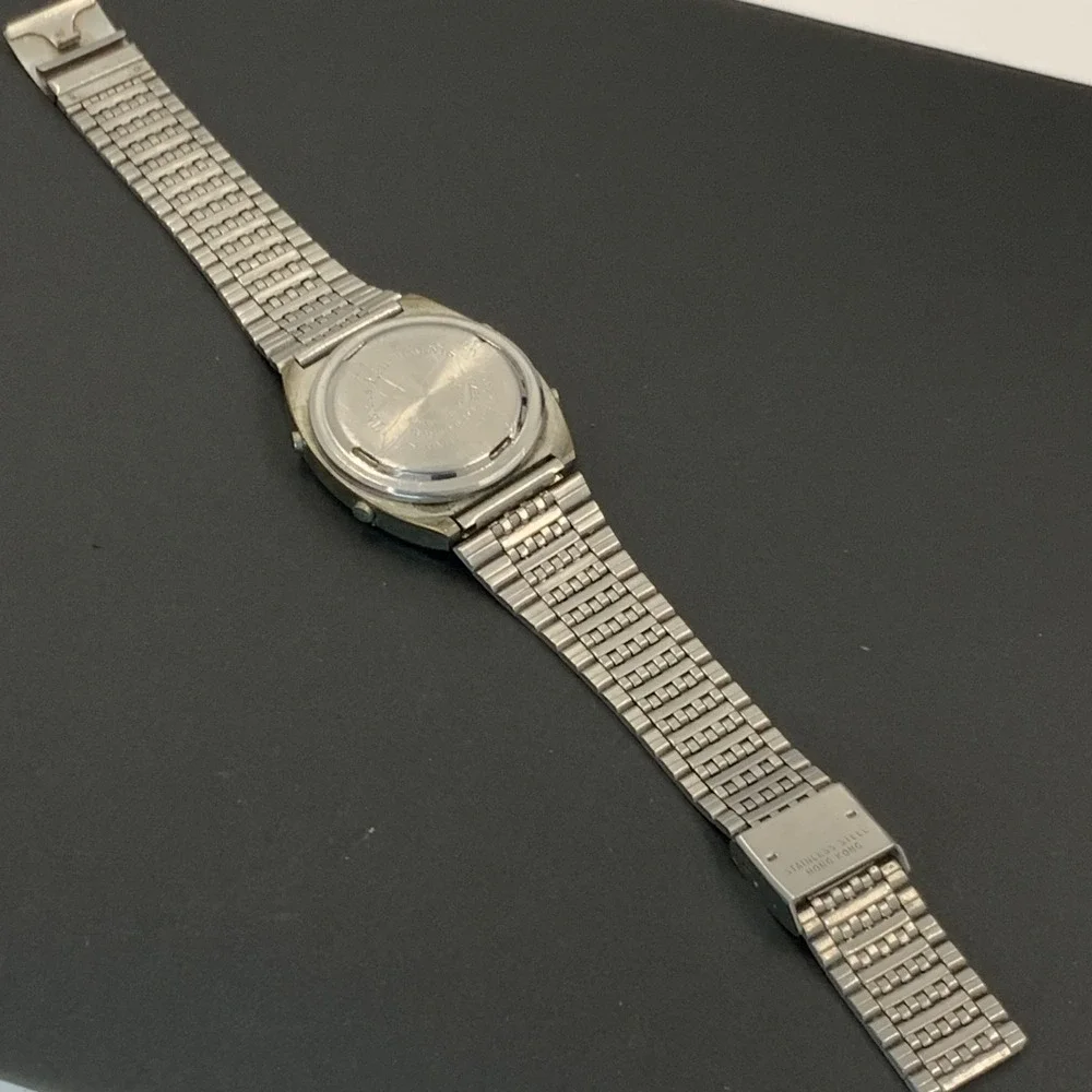 Vintage Texas Instruments Alarm Chronograph Digital Watch Silver Tone for Parts